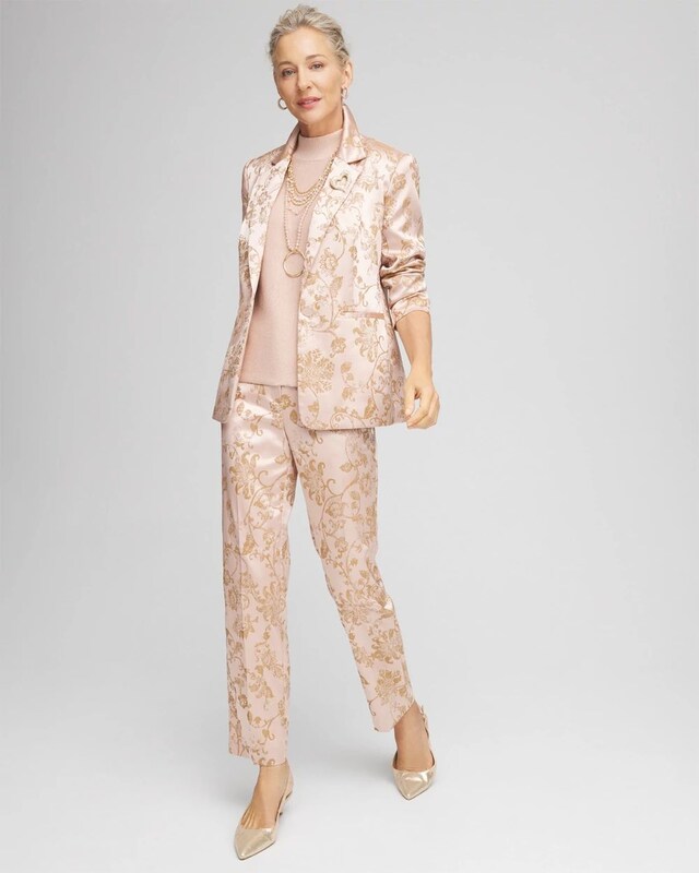 Satin Jacquard Straight Ankle Pants - image 2